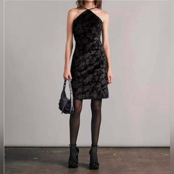 rag & bone Dresses & Skirts - NWT Rag & Bone Retro Floral fara velvet black Halter Slit dress Size 6